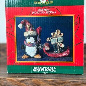 Vintage Kurt S. Adler Snowfolk Snowtown Animal Penguin Sleigh
